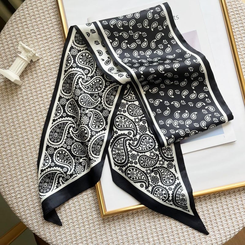 FONYVE Silk Head Scarf for Hair Fashion Headwrap for Women Lightweight Neck Tie - Image 2